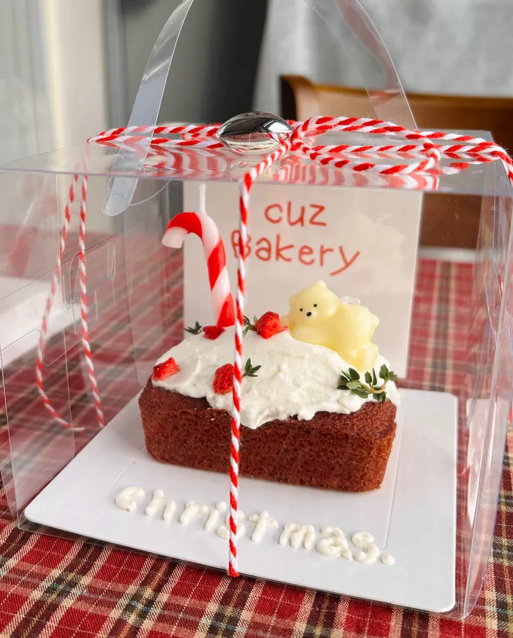 聖誕節時買了兩個聖誕蛋糕，這是迷你版的，很可愛！