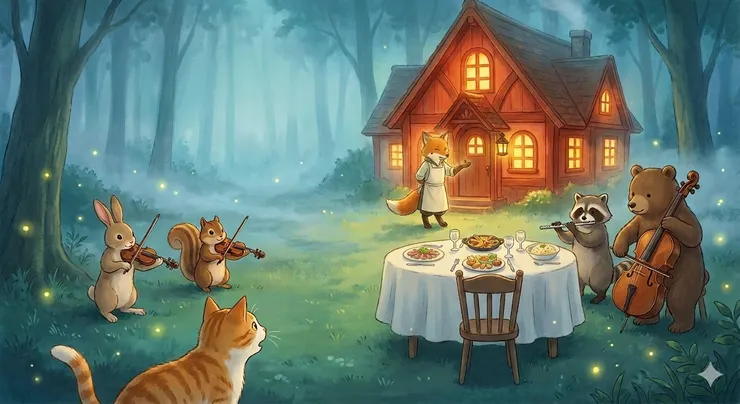 「橡實也到不了的地方，餐桌早已為你準備好。吃飽了，就請沉沉入睡吧。」