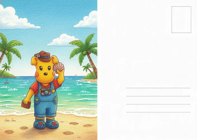 手繪轉AI明信片旅遊卡