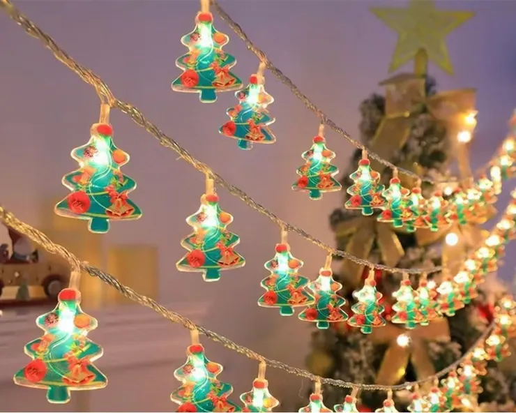 聖誕節老人、雪人聖誕樹彩燈串