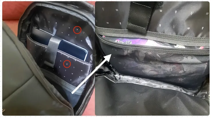 筆電與拉鍊袋，還有東方恬的滑鼠墊