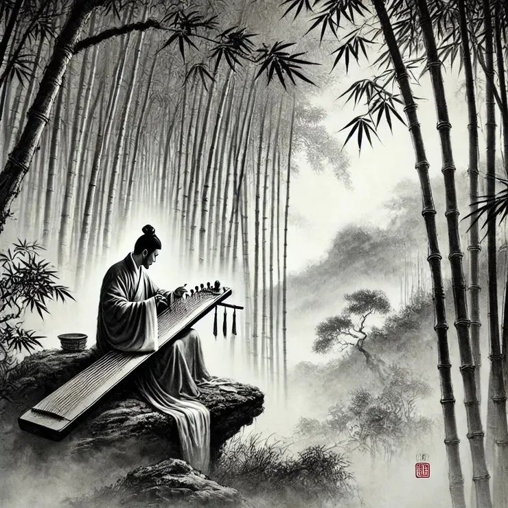 獨坐幽篁裡  (王維詩 / chatgpt做畫)