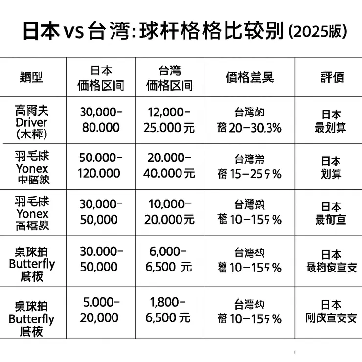 日本 vs 台灣｜球杆價格比較表（2025 版）