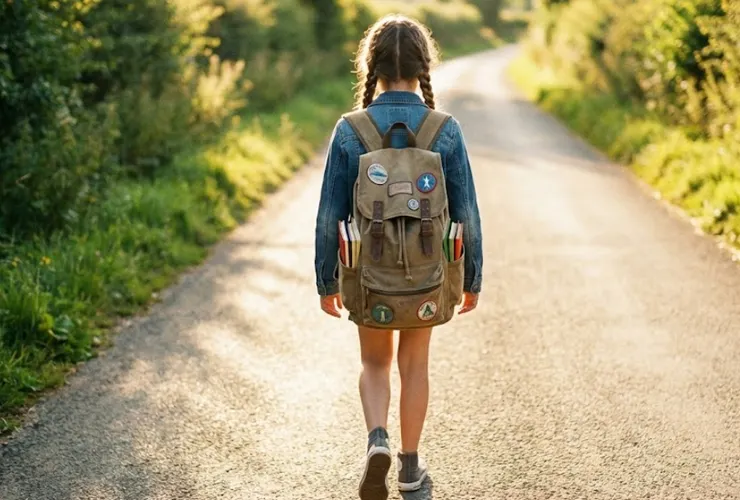 上學背書包示意圖