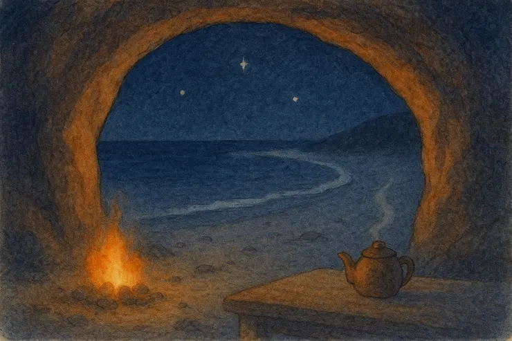 潮線與星子同場，光不刺眼。