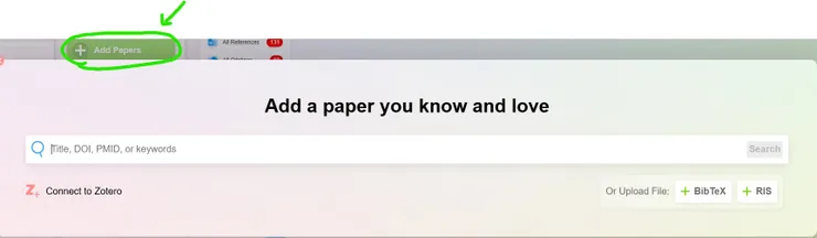 researchrabbit搜尋欄