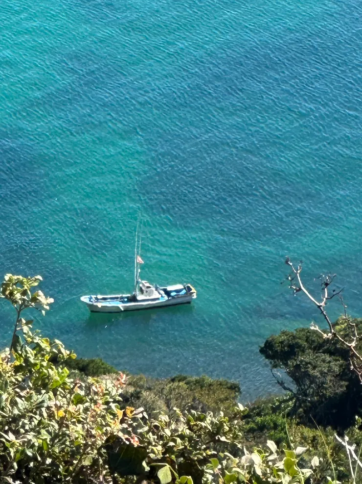 巧遇海女作業船。