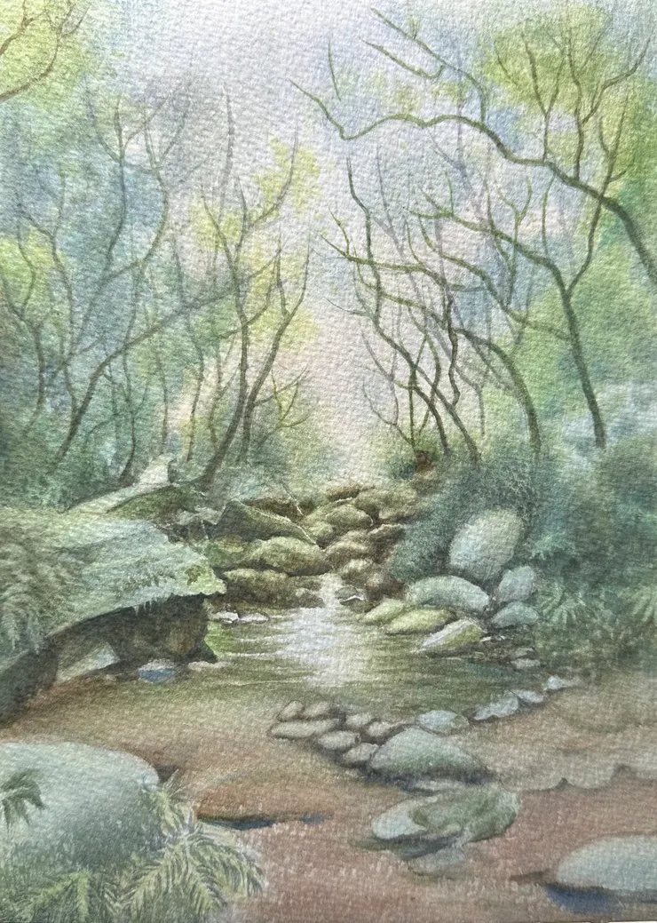 靜靜的樹林裡，溪水順著石塊輕輕流淌著，你是否感受到這一季的清涼快意和怡然自得呢？（圖 by Vina)