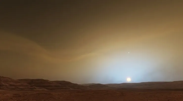 火星的日落（Gemini 模擬示意圖）