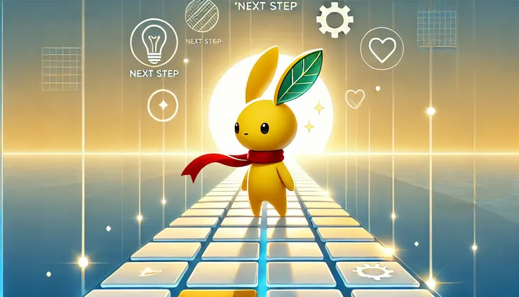 踏上一條發光的浮動道路，象徵每一個充滿可能性的決定，讓我們一起勇敢地邁向前方吧！