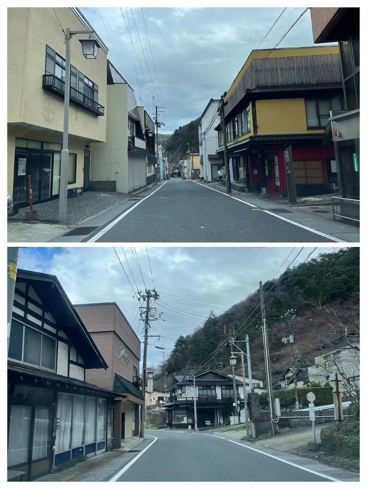鳴子溫泉街遊客少，很多店家未營業。