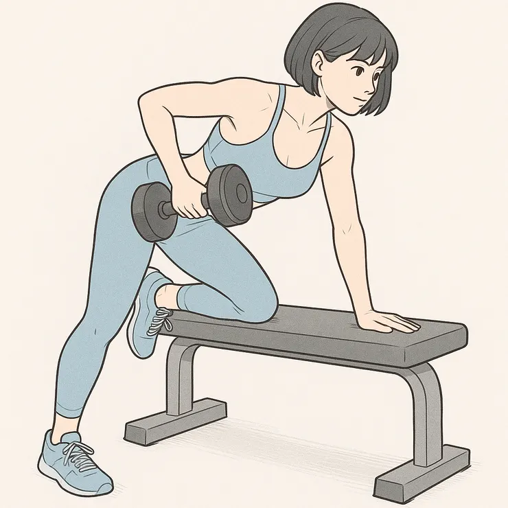 啞鈴划船示意圖