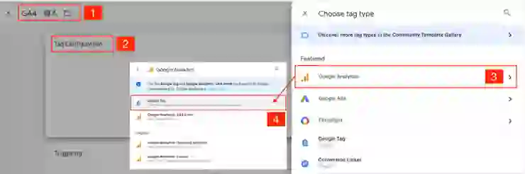依下圖指引,完成代碼取名、選擇代碼類別為 Google Tag
