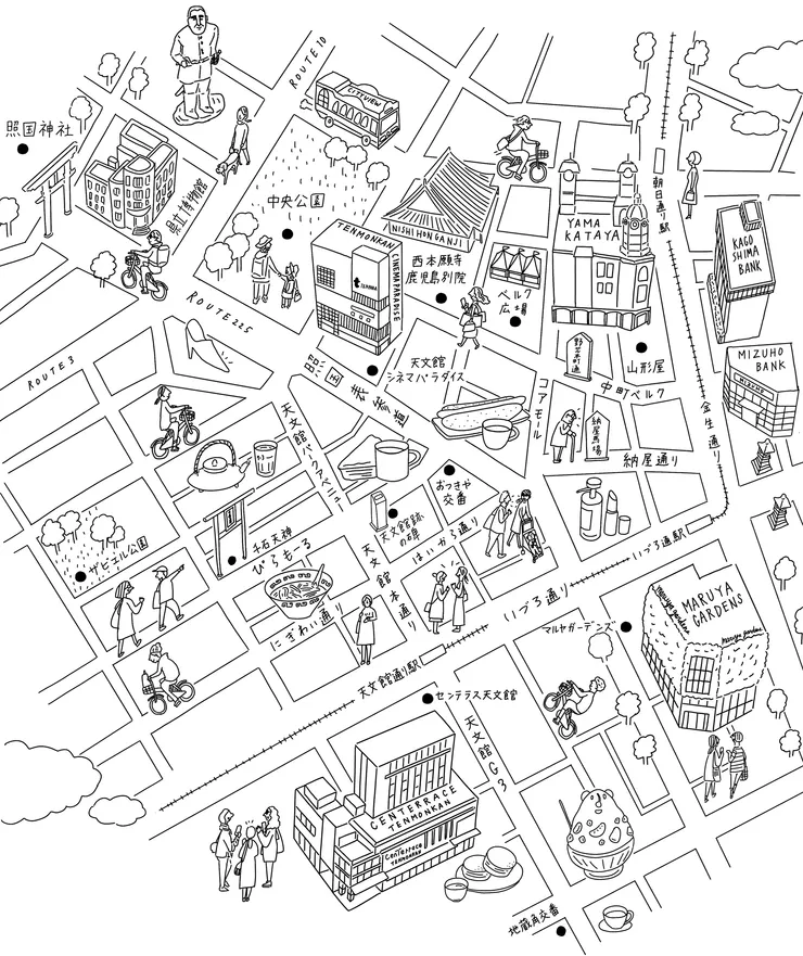 天文館商店街地圖。圖／tenmonkan官網