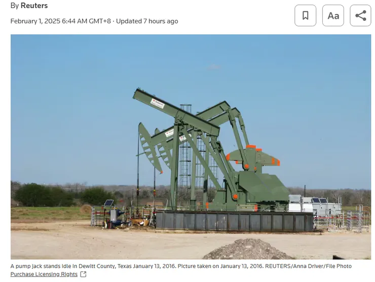 圖片及新聞英文原文出處https://www.reuters.com/business/energy/us-imports-canadian-mexican-crude-oil-by-company-2025-01-31/?utm_campaign=trueAnthem%3A+Trending+Content&utm_medium=trueAnthem&utm_source=facebook&fbclid=IwY2xjawIKmQlleHRuA2FlbQIxMQABHY8otjm9KQHRIOmKVytdXkoj6g6L_jbgaOuXEczR8E5a1ELmutB5UIbAQg_aem_a5Y850Udc6VVnKBwvJp8sg