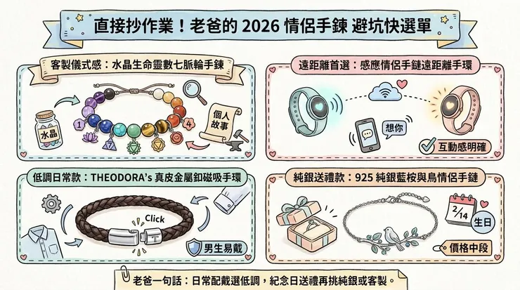 直接抄作業！老爸的 2026 情侶手鍊 避坑快選單