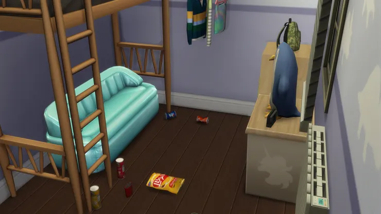 話說在我創作這個場景時，也正在吃零食，房間的狀況就是這樣...相當寫實...