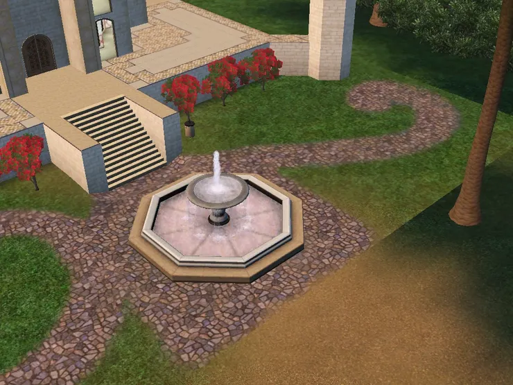 車子有繞過噴水池才能離開，雖然走道有點空間不夠。