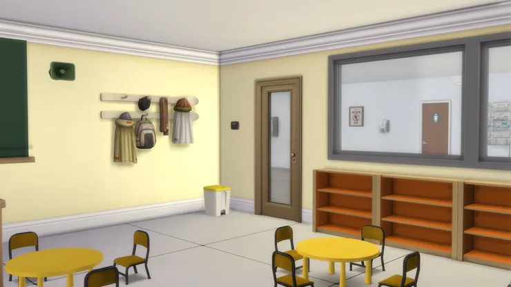 無論是衣架、垃圾桶、簿架和桌椅都是主題顏色！