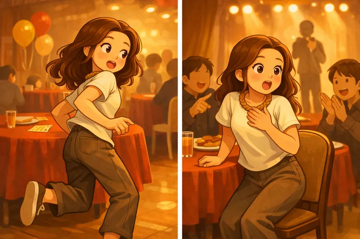 春酒摸彩的那一刻，我先愣住，下一秒直接衝出去