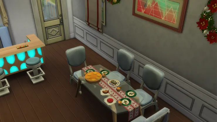 這時候當然要換上聖誕桌布和餐具！在櫃子裏放了一年呢...