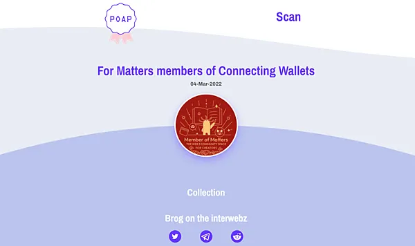 Matters｜MATTERS的一員 快點來領取POAP喔