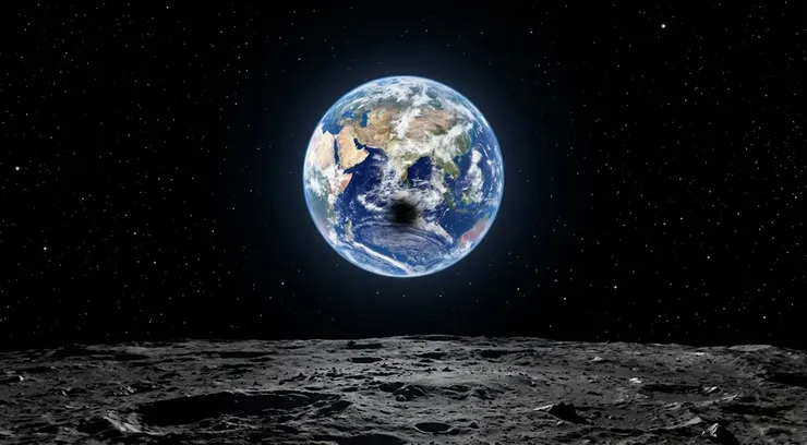 月球上的日食（Gemini 模擬示意圖）