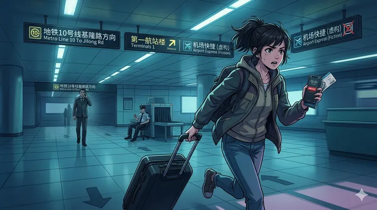 在虹橋機場，關於信任、金錢與長廊狂奔的記錄。(AI所生成圖片)