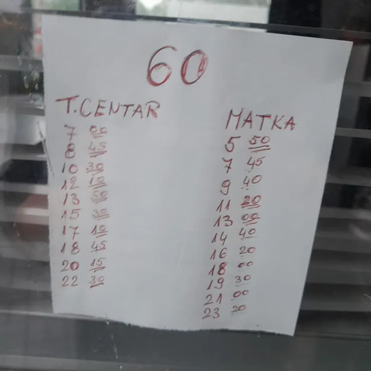 60 號巴士的時刻表。