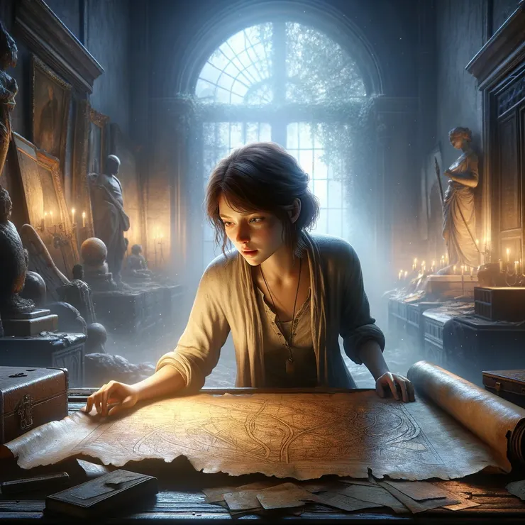 Jane, a curator of hidden histories, finds herself in the forgotten corridors of the old city museum.