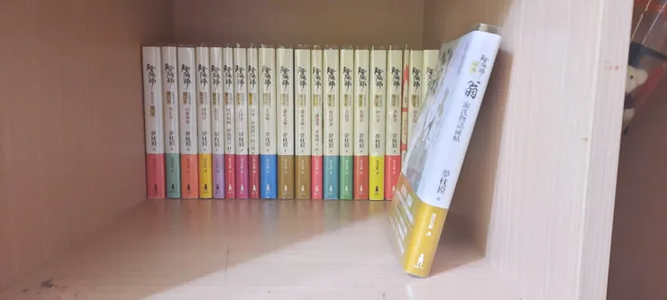 筆者收藏的夢枕貘《陰陽師》系列小說全套。考完二次基測後不久，筆者正好在小阿姨帶領下去太平洋百貨誠品書局，筆者當時正好開始閱讀夢枕貘《陰陽師》系列小說，而筆者小阿姨和筆者母親當時在稍遠處討論筆者升學問題，從國三過度到高中時，《陰陽師》系列小說陪伴因換新環境而感到不安的筆者(筆者自行拍攝)