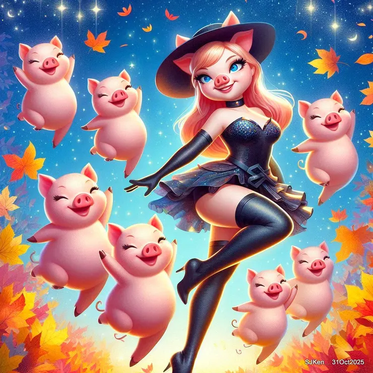 感謝「輕煙飄過」繪製的辣妹豬美舞團~猜猜哪一隻是辣妹豬？