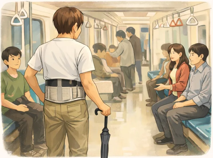 腰痛拿傘當拐杖