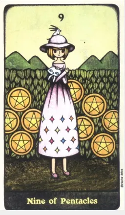 Delos Tarot, 9 of Pentacle, 不知道現在這女孩過得好嗎?