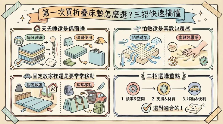 第一次買折疊床墊怎麼選？三招快速搞懂