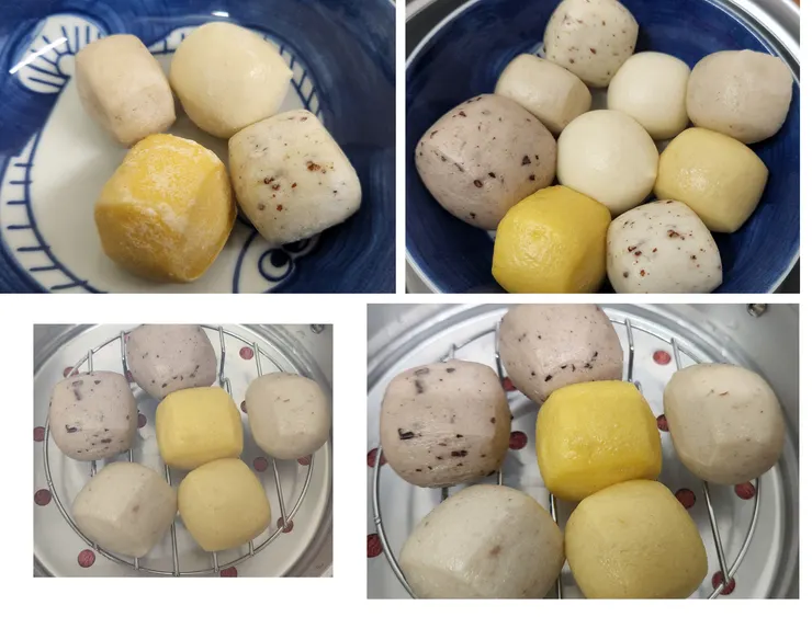 上層是冷凍狀態；下層是熱好以後