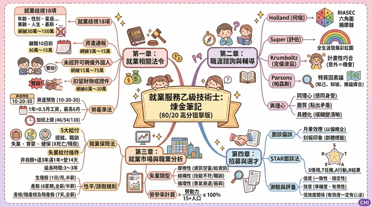 就業服務乙級技術士:煉金筆記 (80/20 高分狙擊版)