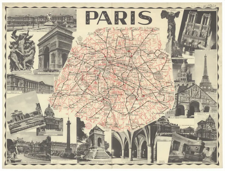 Vintage 1937 Paris Tourist Tourism Map by Plasal
