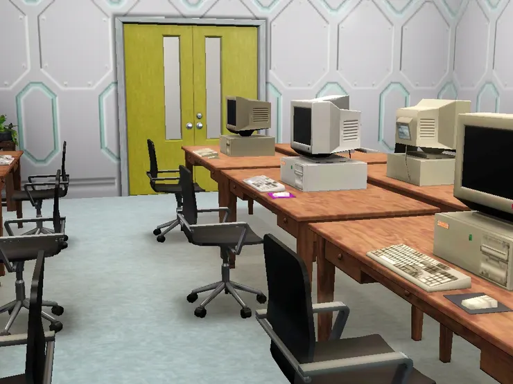 電腦房是「黃色大房」，看門的顏色便知道。