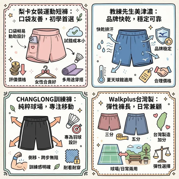 【羽球褲推薦】2026 告別卡腿困擾！🏸 Dcard、Threads 常比 4 款球褲誰最不容易卡腿