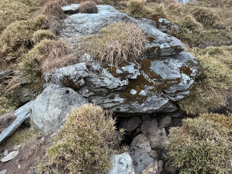 隊友發現營地旁的伏流水，不過水量只夠洗手。