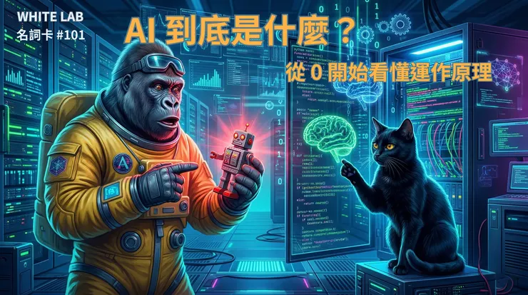 圖片來源：White-Lab 製作（AI 生成／Canva 設計）｜人工智慧 AI 是什麼教學封面