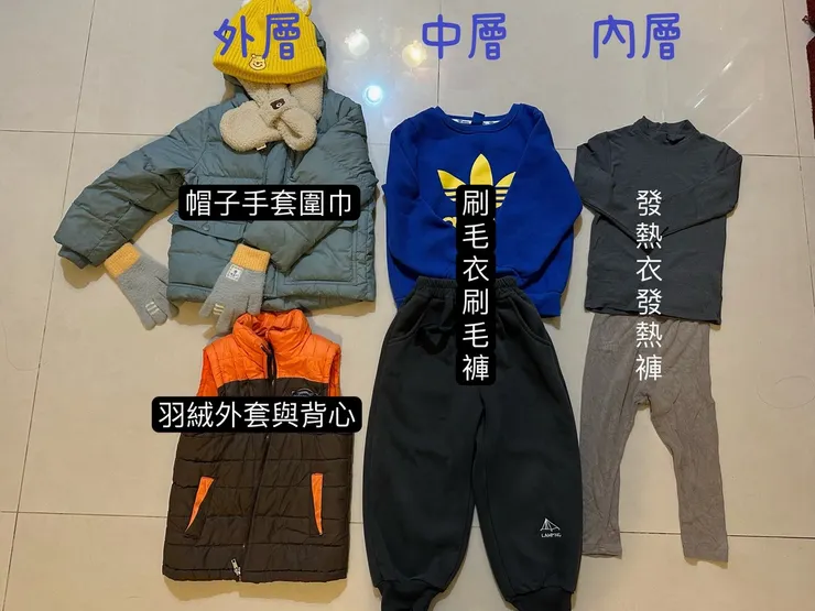 外層中層內層,可以視自己耐冷程度做增減