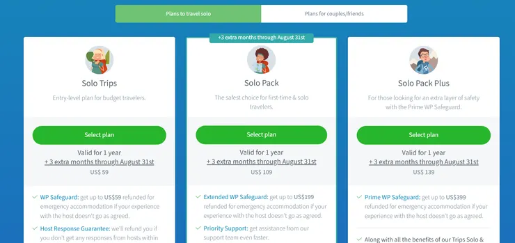 Worldpackers3種方案