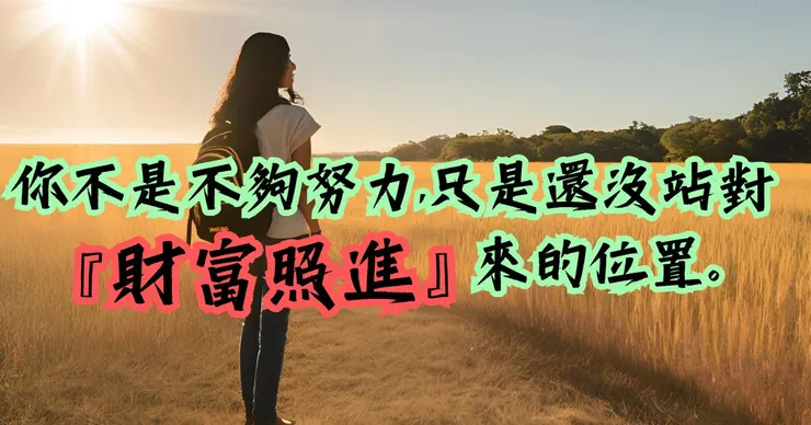 你不是不夠努力,只是還沒站對『財富照進』來的位置。