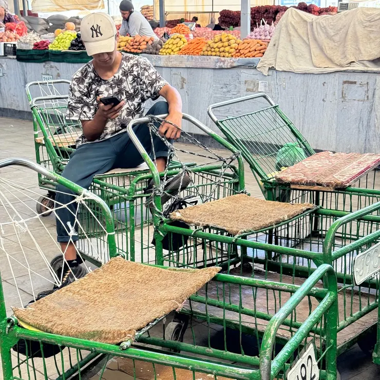 在市集常見他們用這種推車載運貨品