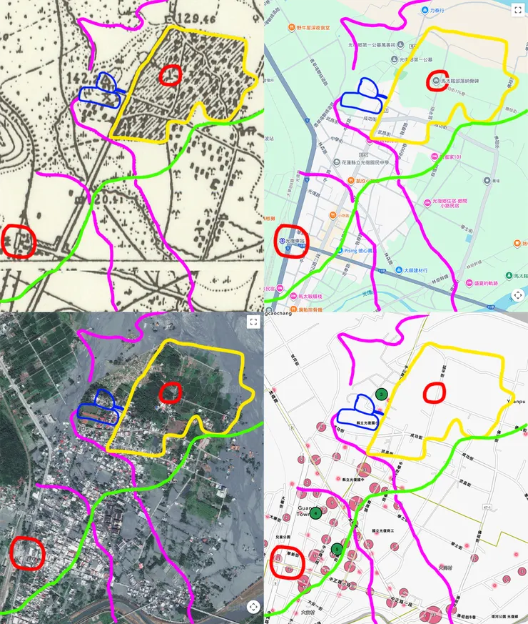 光復（馬太鞍）聚落的四幅百年地圖