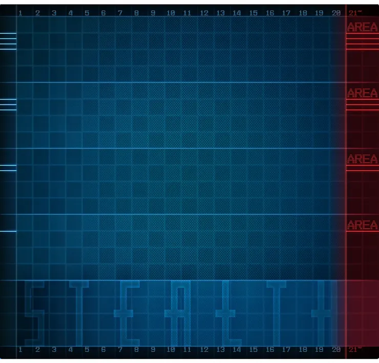 官方提供的戰場表。大區塊是戰場區,上、下排的小數字是角色已累積的回合數。