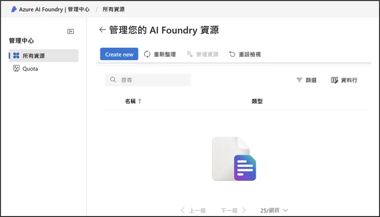 建立Azure AI 中樞資源 (AI hub resource)
