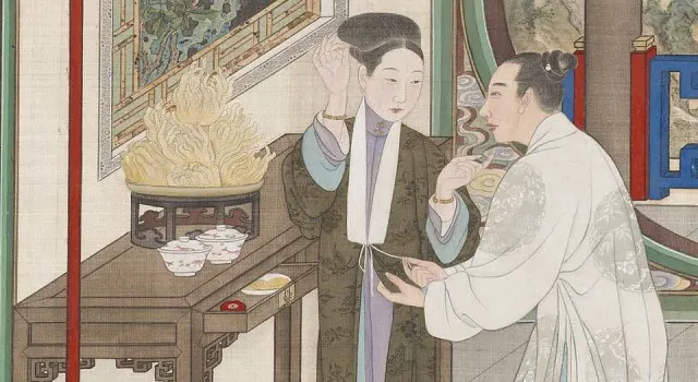 明清古典小說或古畫裡經常看到盛著數十個嬌黃玲瓏大佛手。圖片出自《燕寢怡情》